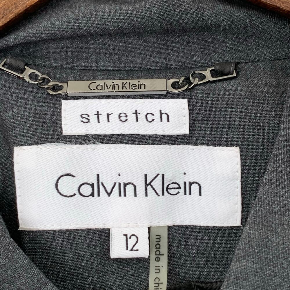 NWT Calvin Klein Jacket Womens 12 Large Longline Charcoal Gray Careerwear Office - Picture 3 of 14